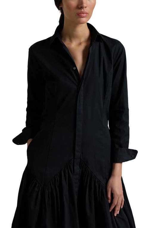 Shop Polo Ralph Lauren Long Sleeve Cotton Blend Shirtdress In Polo Black