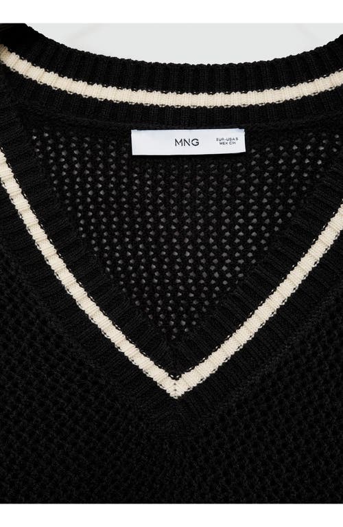 Shop Mango Oversize Varsity Sweater In Black