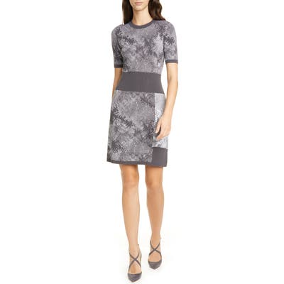 Boss Faudrey Snakeskin Pattern Sweater Dress, Grey