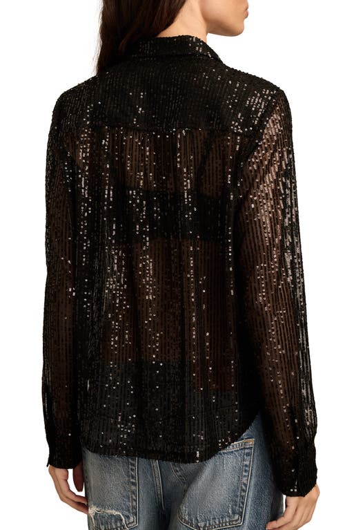 Shop Lucky Brand Sequin Button-up Shirt In Caviar