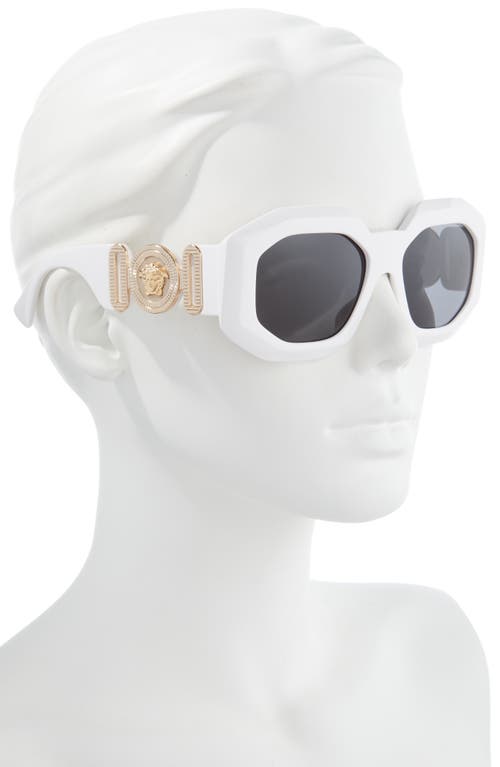 Shop Versace 56mm Square Sunglasses In White/dark Grey