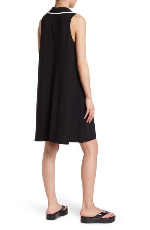 Shop Tash And Sophie Contrast Piped Dress In Black/wh