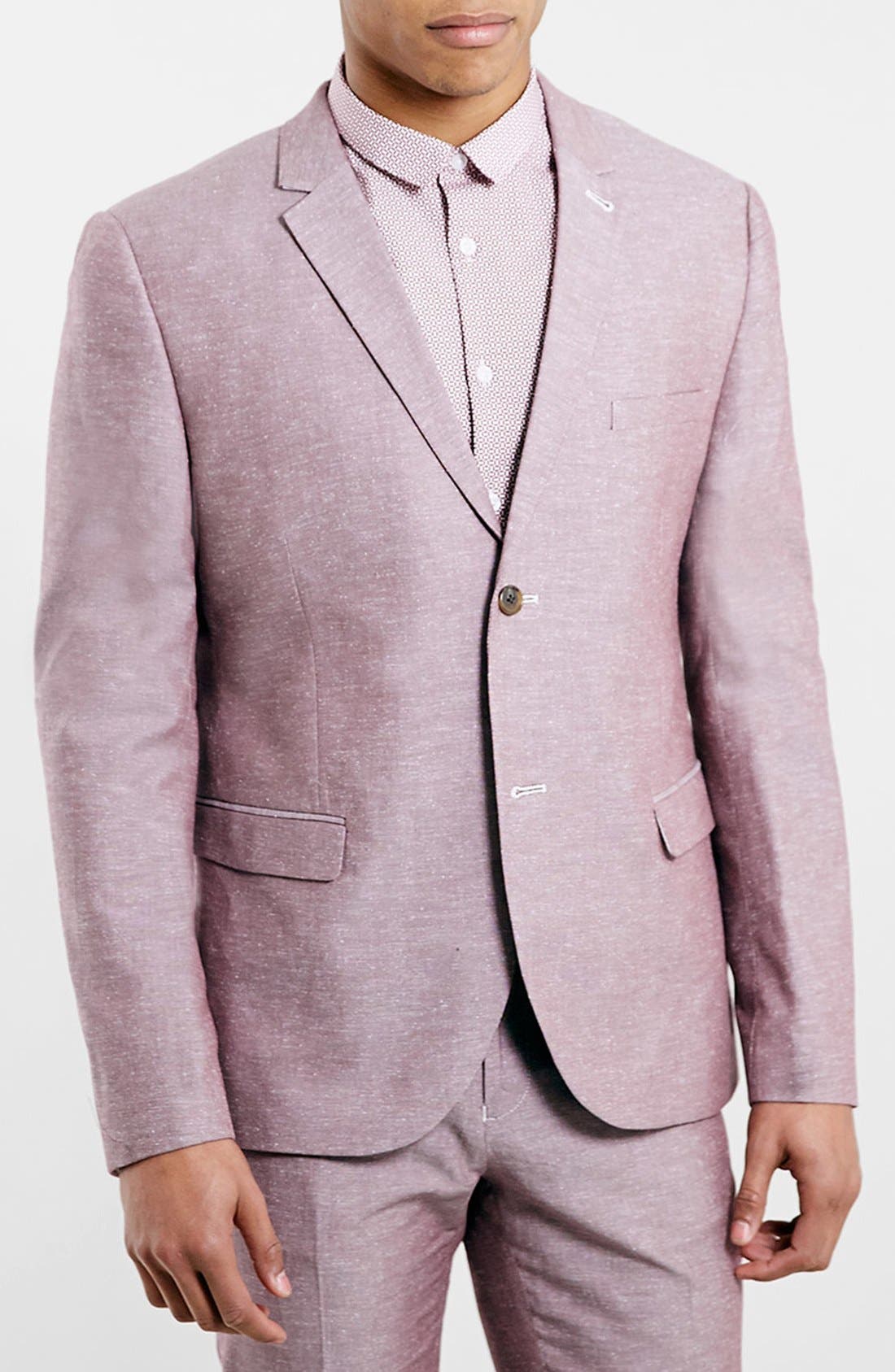 Topman Burgundy Fleck Skinny Fit Oxford Suit Jacket Nordstrom