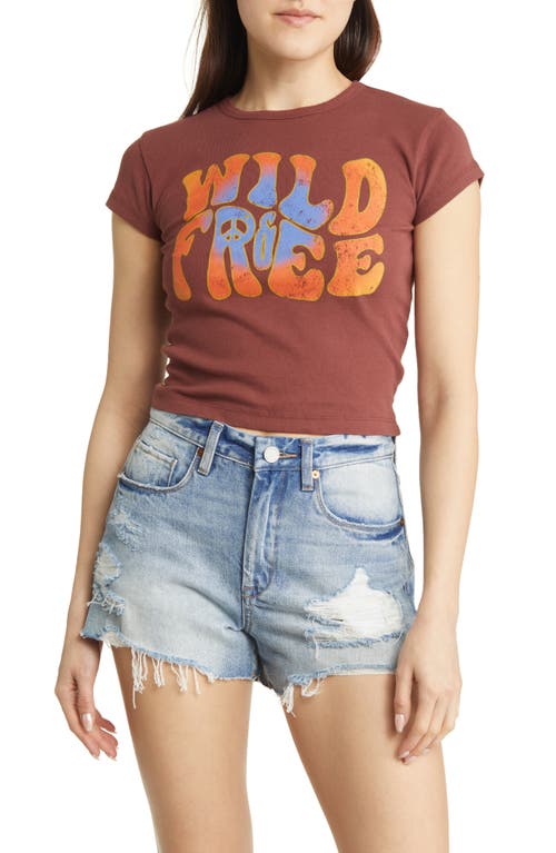 BDG Urban Outfitters Wild & Free Organic Cotton Graphic Baby Tee in Chocolate