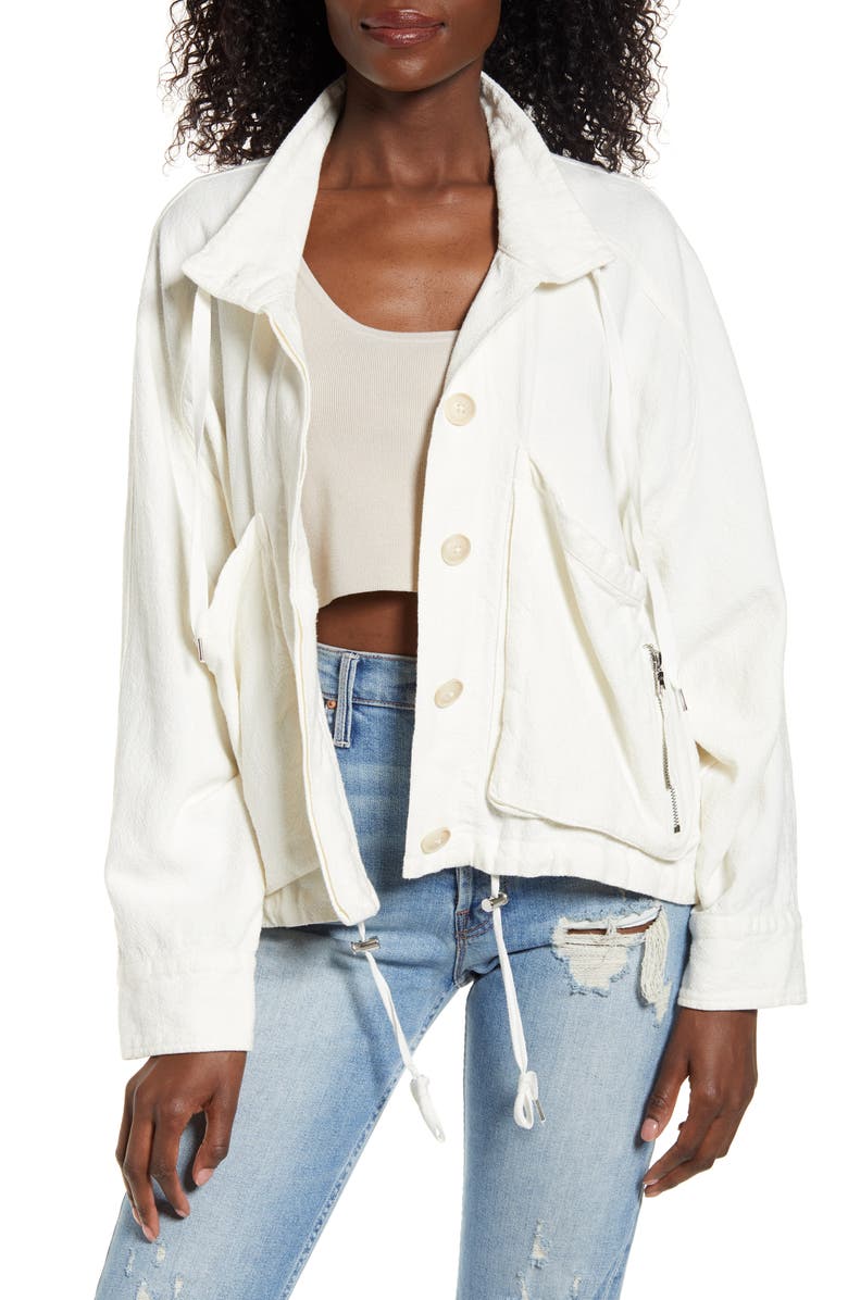 BLANKNYC Linen Blend Utility Jacket, Main, color, CLEAN SLATE