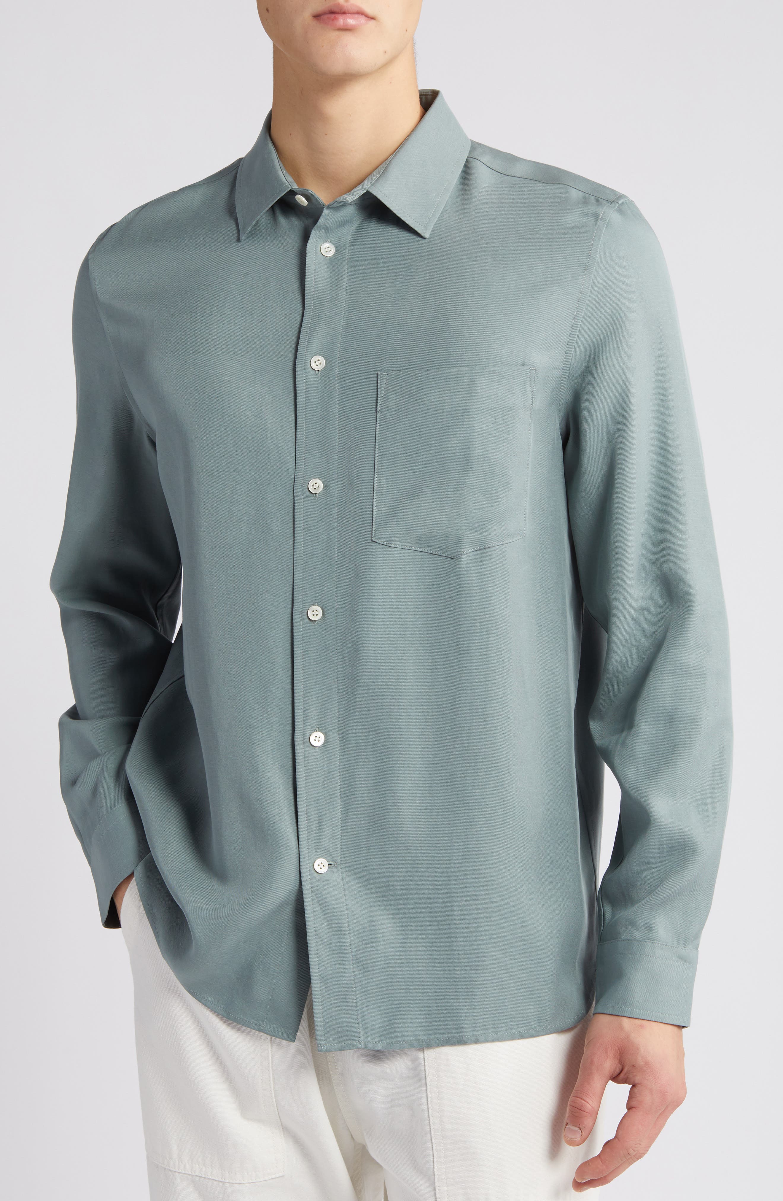 lyocell linen blend tie sleeve top