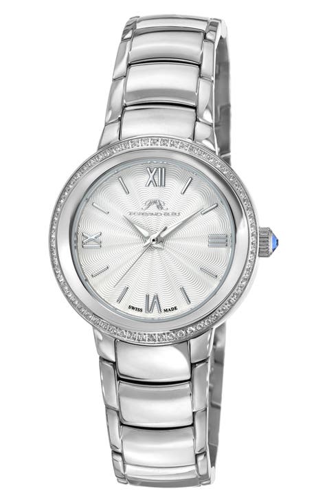 Stainless Steel Luna Topaz Bracelet Watch, 34mm