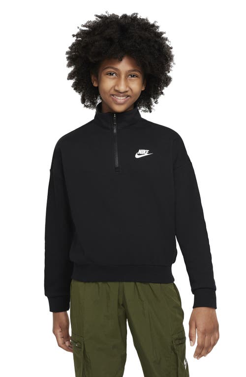 Shop Nike Kids' Club Fleece Half Zip Sweatshirt In Black/white