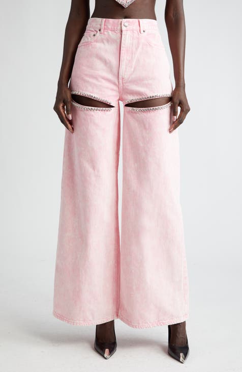 M&S High Waisted Crop Wide Leg Pink Denim Jeans – Quality Brands Outlet