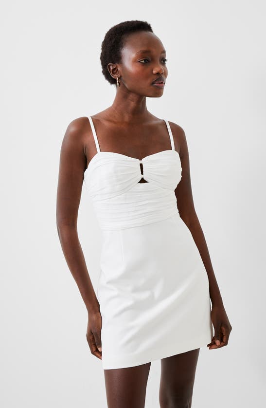 Shop French Connection Whisper Ruched Tulle Minidress In Summer White