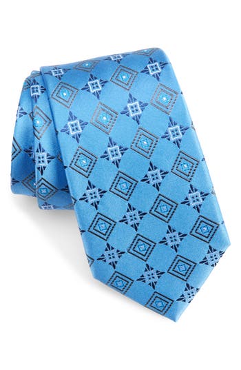 Duchamp Medallion Silk Tie In Light Blue