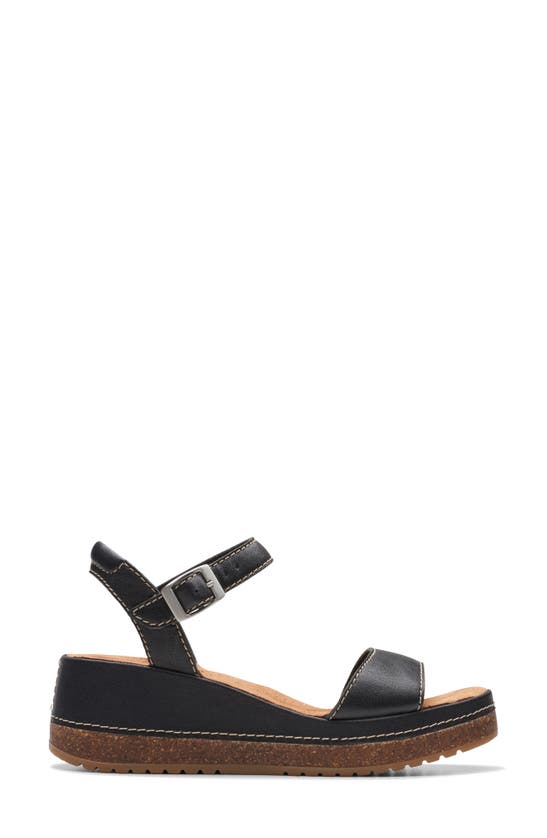 Shop Clarks Kassanda Lily Wedge Sandal In Black Leather