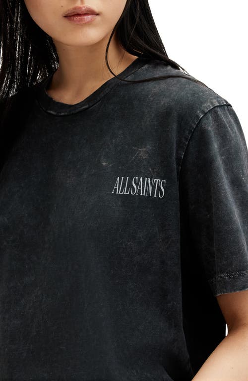 Shop Allsaints Logo Cotton T-shirt In Acid Washed Black