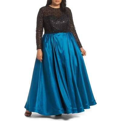 Plus Size MAC Duggal Embellished Taffeta Ballgown, Blue