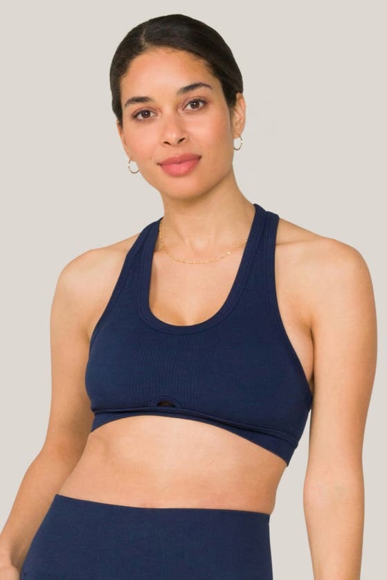 Shop Alala Barre Racer Bra In Navy