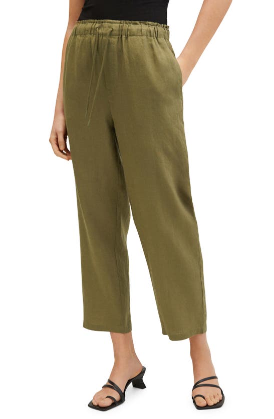 Mango Women's Linen Jogger Trousers In Khaki