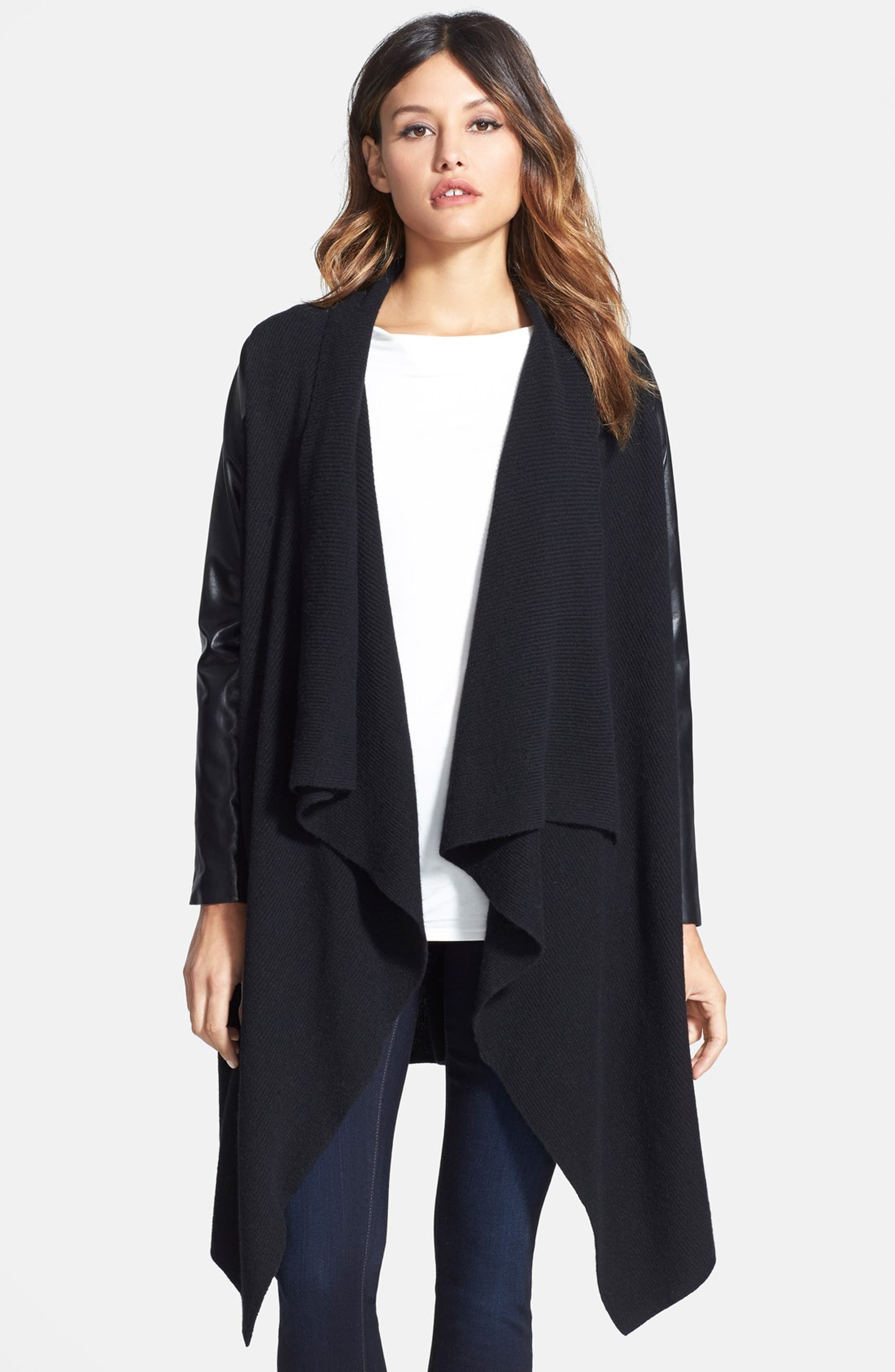Nordstrom Collection Cashmere & Leather Sweater Coat | Nordstrom