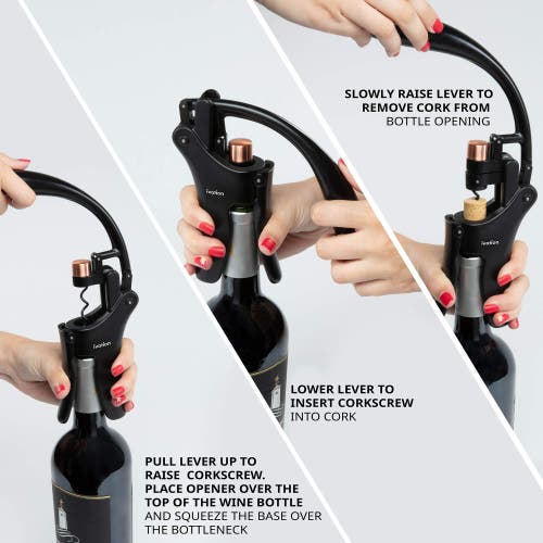 Ivation Manual Wine Bottle Opener In Black