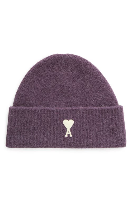 Shop Ami Alexandre Mattiussi Ami Paris Ami De Coeur Cuffed Beanie In Lilac/504