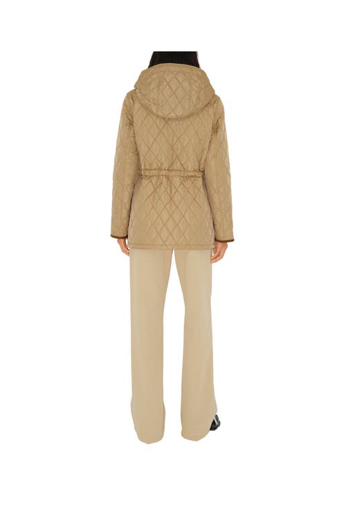 Burberry Water Repellent Quilted Nylon Parka In Flax