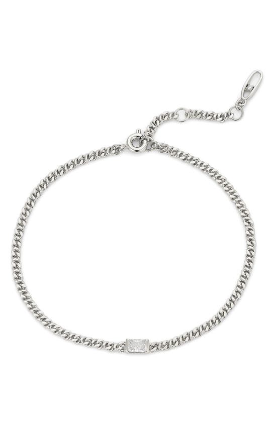 Nadri Zoe Cubic Zirconia Mini Curb Chain Line Bracelet In Rhodium
