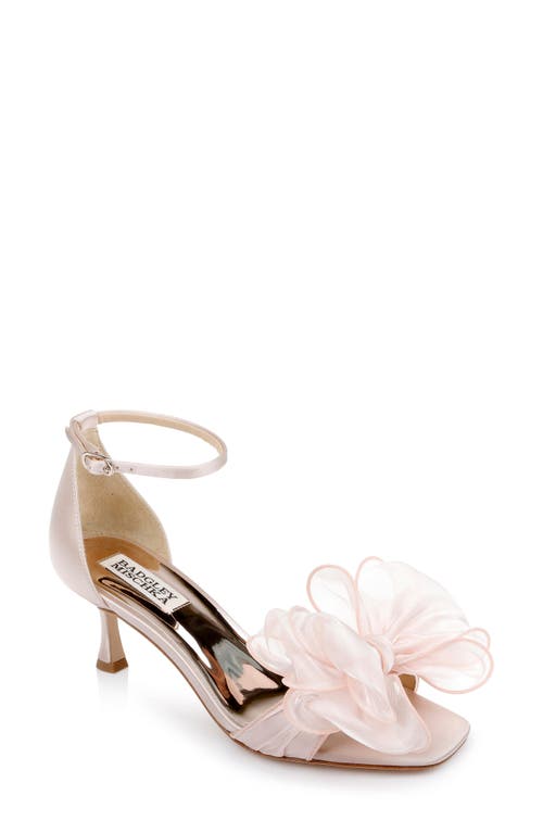 Badgley Mischka Collection Nelly Mesh Bow Ankle Strap Sandal in Blush