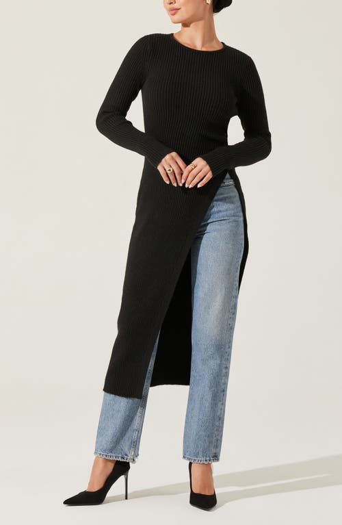 Shop Astr The Label High Slit Long Sweater In Black