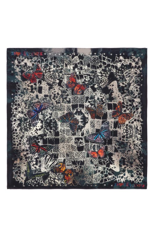 Shop Zadig & Voltaire Blondie Butterfly Print Silk Scarf In Ink