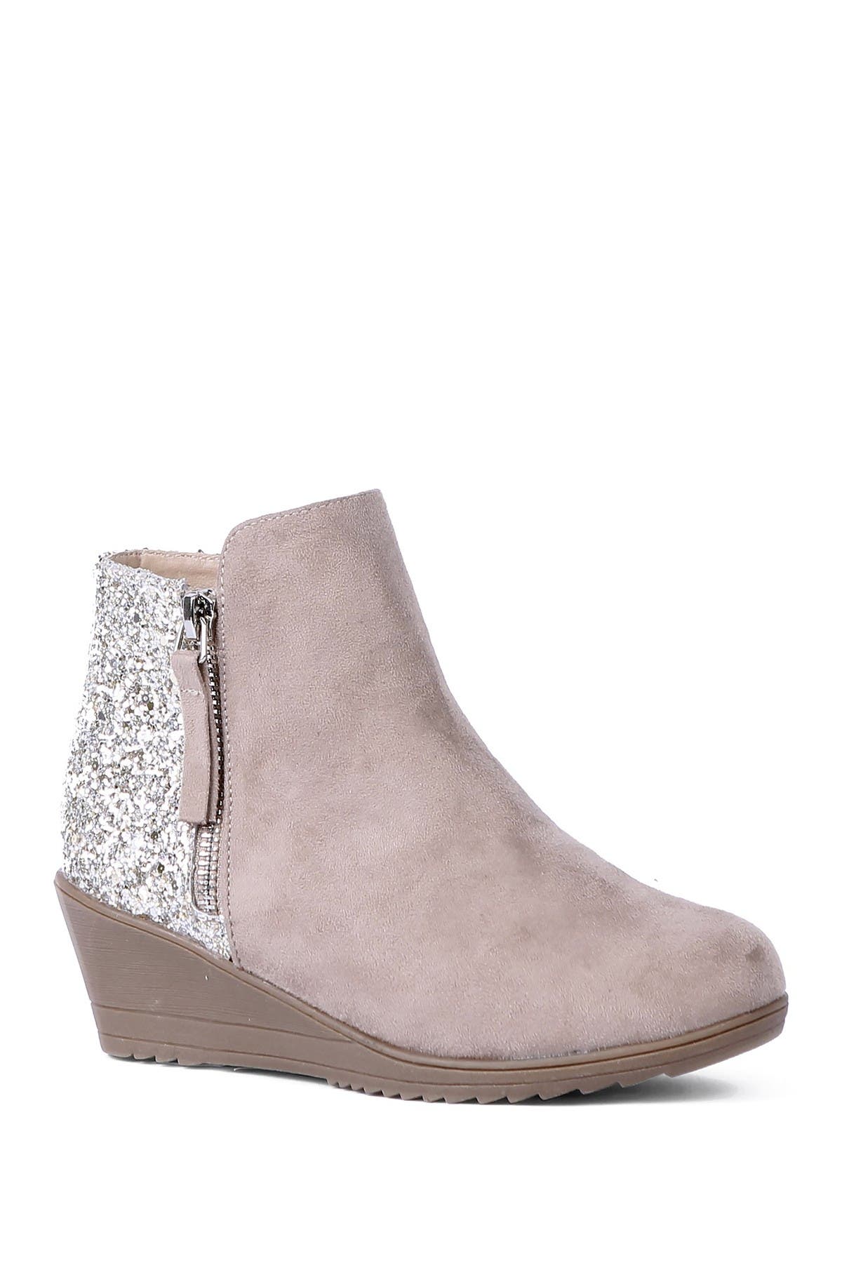 glitter wedge boots