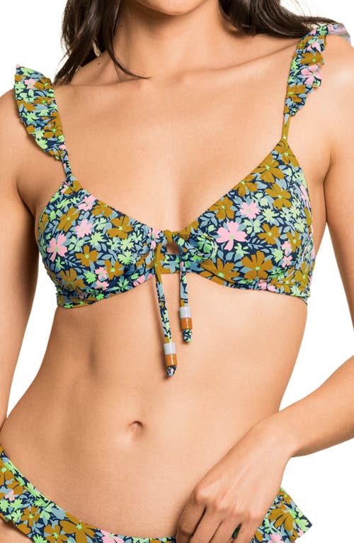 Maaji Blossom Jadie Ruffle Underwire Reversible Bikini Top in Multi/Green