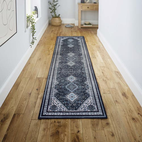 Jonathan Y Dalyan Geometric Medallions Machine-washable Area Rug In Navy/light Gray