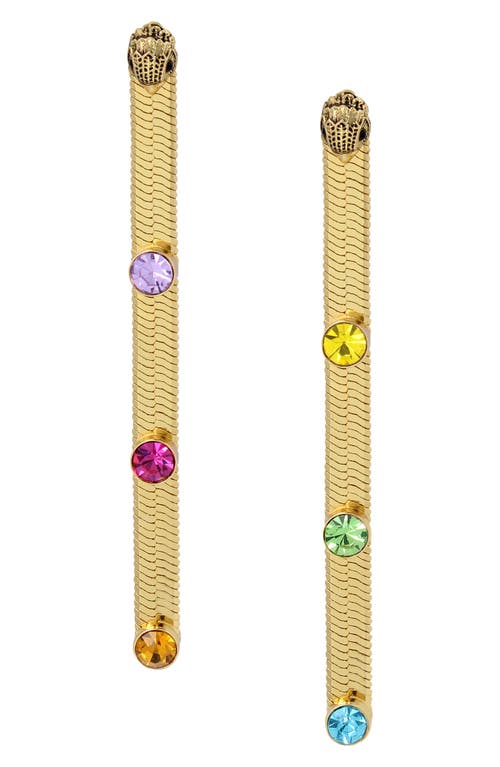 Kurt Geiger London Rainbow Crystal Snake Chain Linear Earrings in Multi