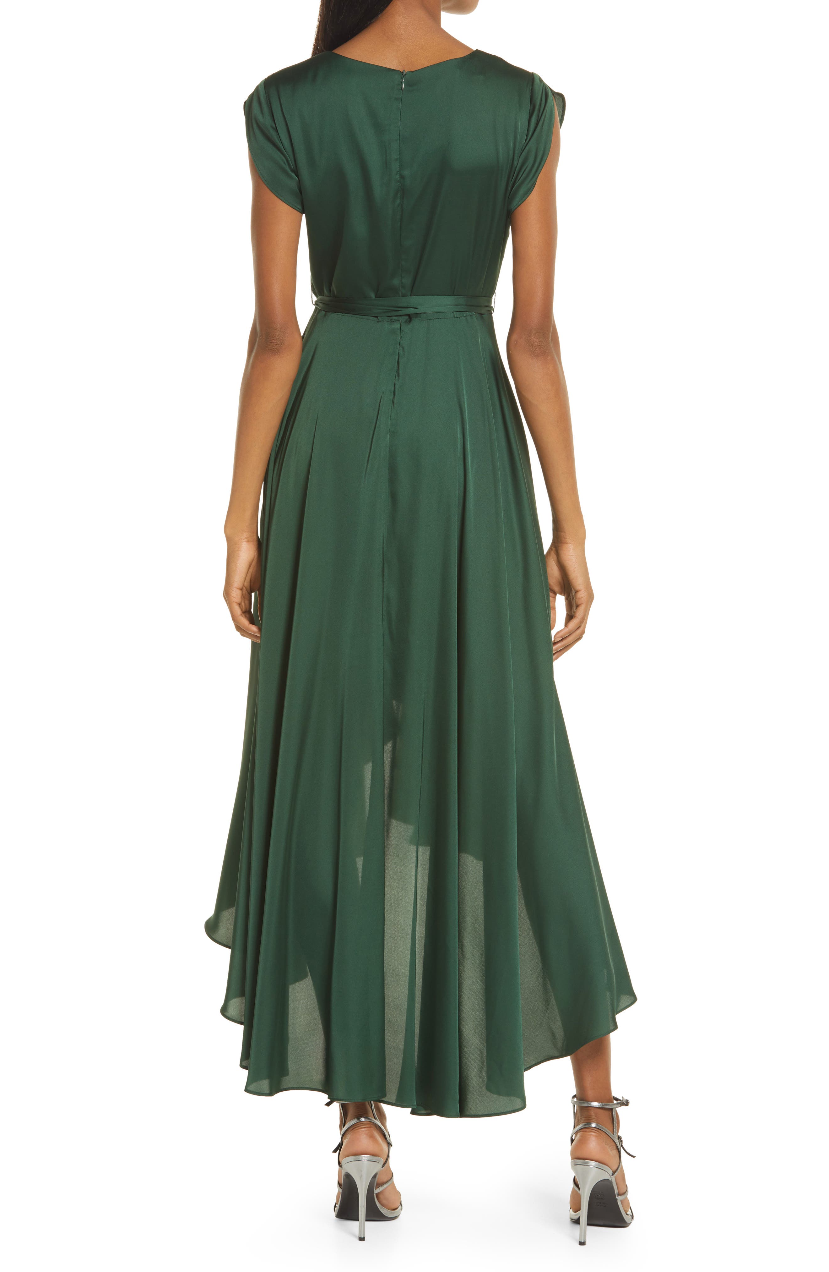 dark green high low dress