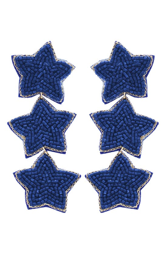 Shop Panacea Beaded Star Linear Drop Earrings In Blue