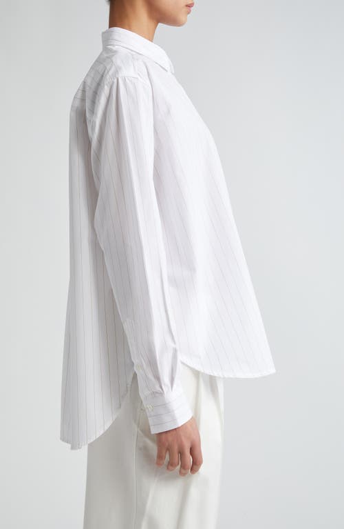 Shop Totême Toteme Signature Pinstripe Organic Cotton Button-up Shirt In White/ochre Pinstripe