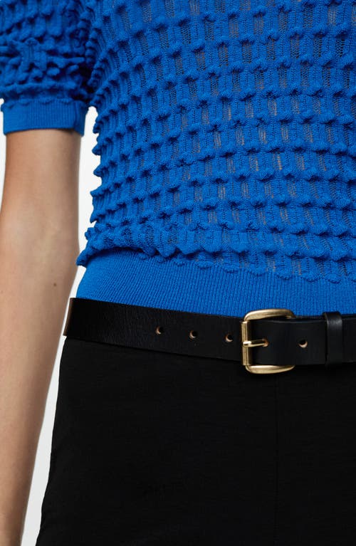 Mango Textured Elbow Sleeve Sweater In Vibrant Blue