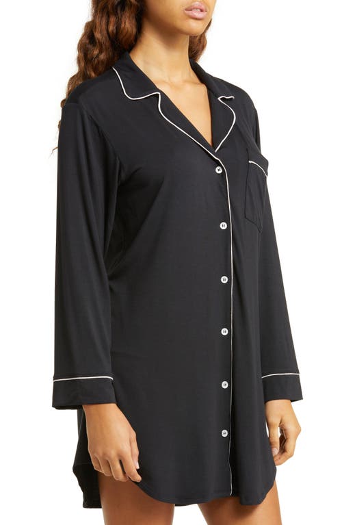 Shop Eberjey Gisele Jersey Knit Sleep Shirt In Black/sorbet Pink