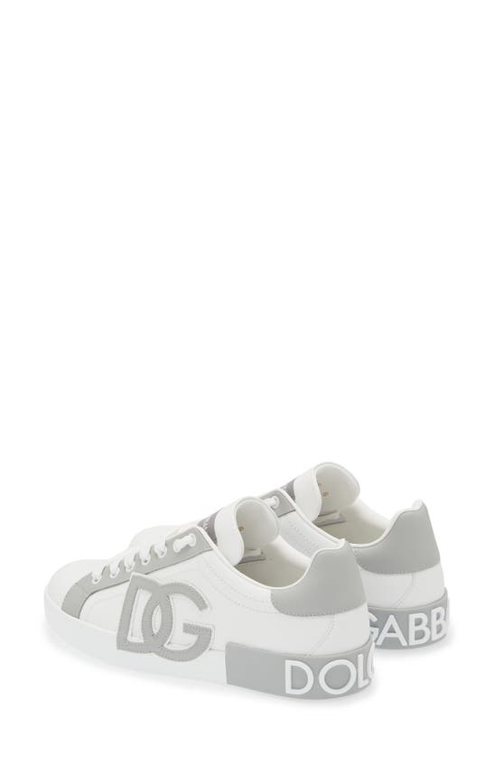 Shop Dolce & Gabbana Portofino Calfskin Sneaker In Bianco/ Bianco