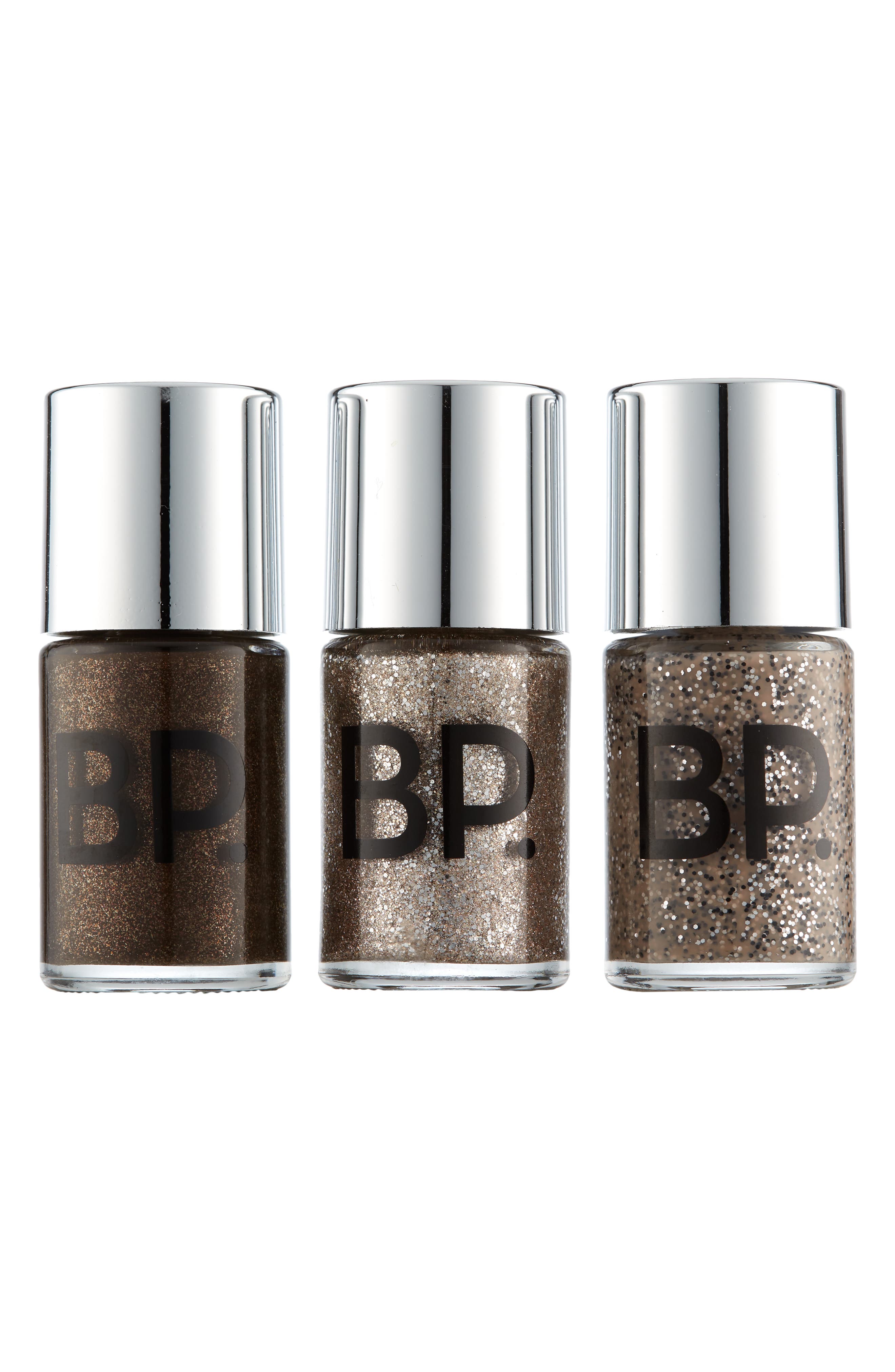 BP. Assorted 3-Pack Glitter Nail Polish Set in Silver Glitter at Nordstrom
