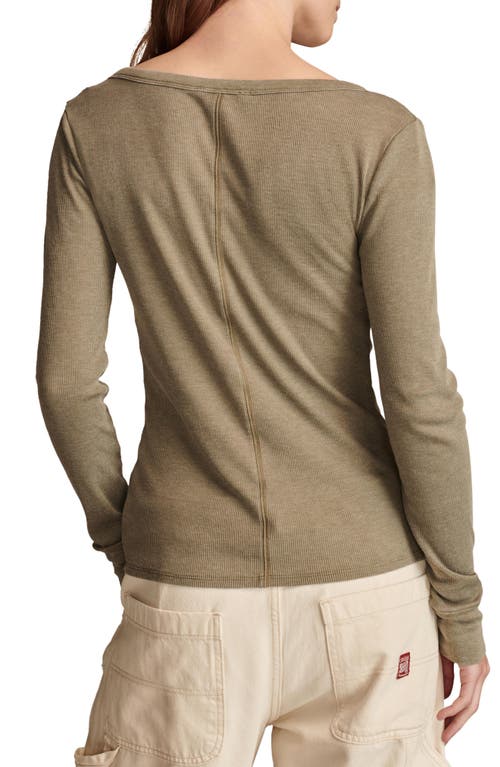 Shop Lucky Brand V-neck Henley In Dusty Olive