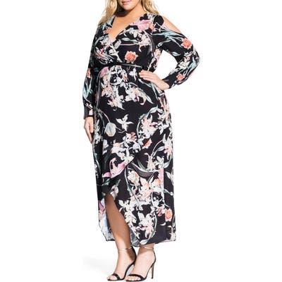 Plus Size City Chic Midnight Floral Maxi Dress, Black