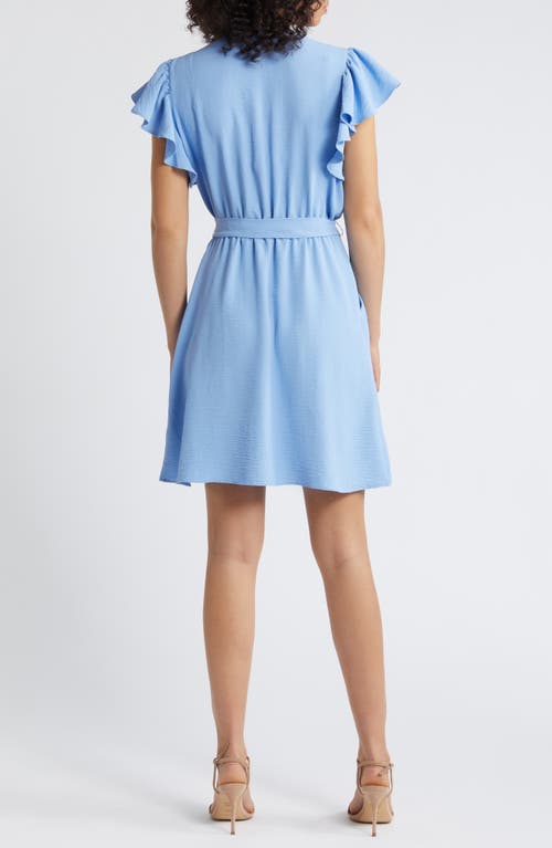 Shop Halogen ® Flutter Sleeve Tie Waist Dress In Della Blue
