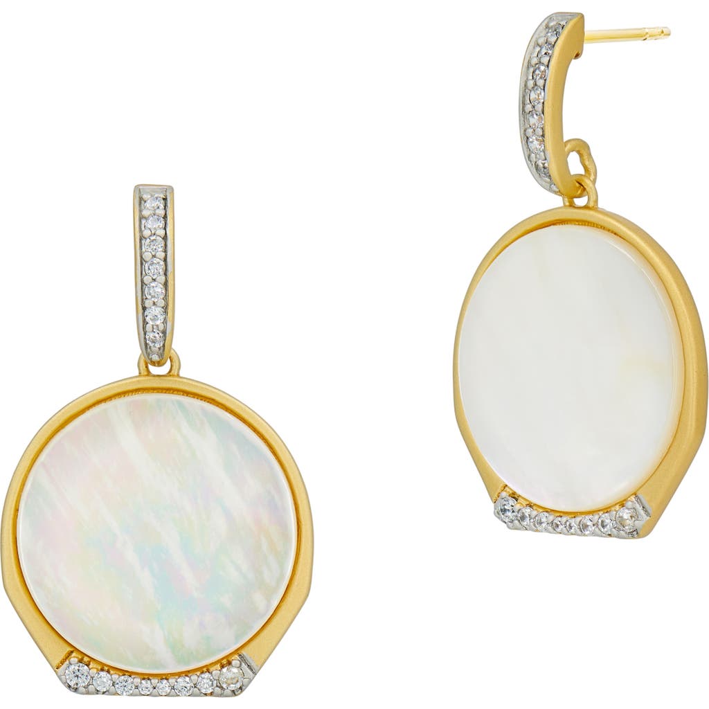 Freida Rothman Iridescent Drop Earring In Mother Of Pearl/gold/silver