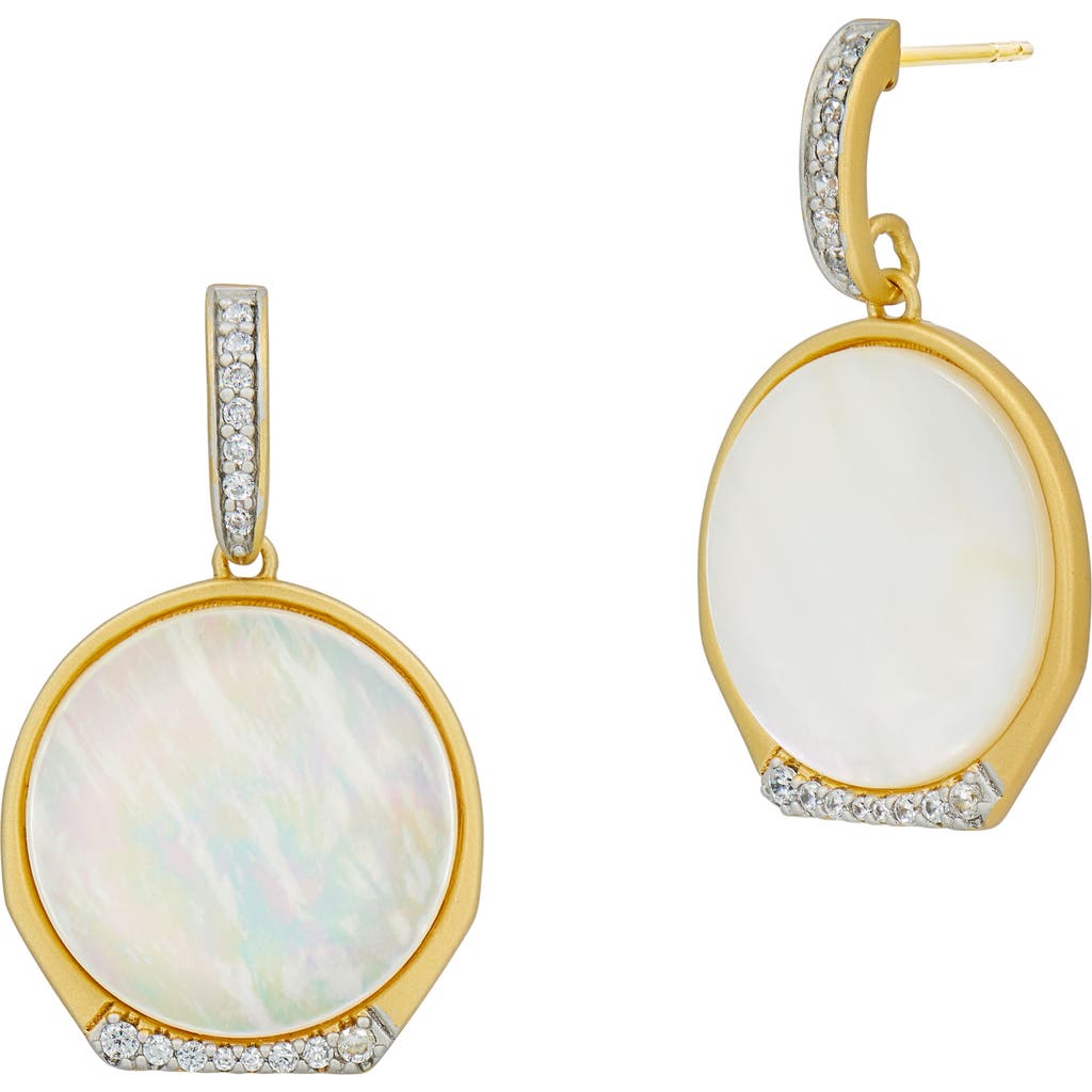 Freida Rothman Iridescent Drop Earring In Mother Of Pearl/gold/silver