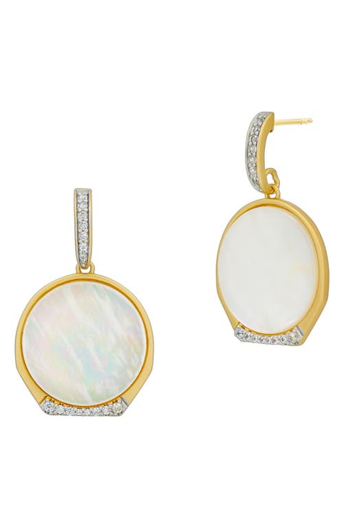 Freida Rothman Iridescent Drop Earring In Mother Of Pearl/gold/silver