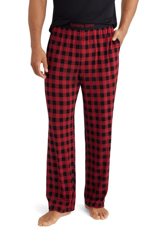 Shop Tommy John Second Skin Pajama Pants In Emboldened Red Buffalo Check