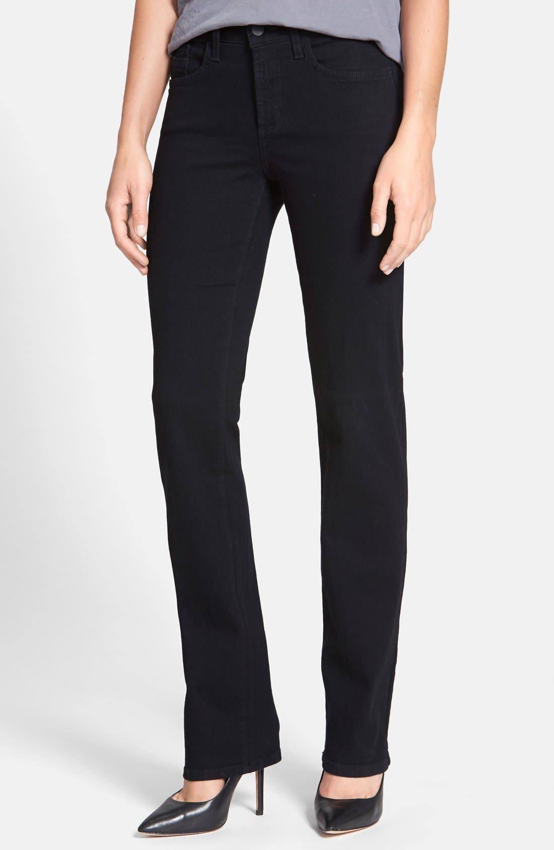 nydj black straight leg jeans