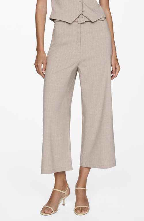 Mango Pantalon Droit Fines Rayures In Beige