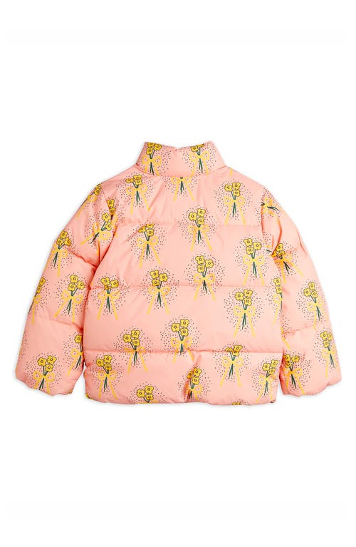 Shop Mini Rodini Kids' Winter Flower Quilted Jacket In Pink