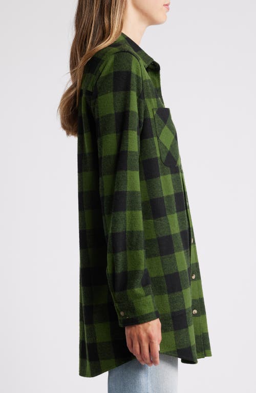 Shop Beachlunchlounge Tyler Flannel Tunic Shirt In Bronze Green